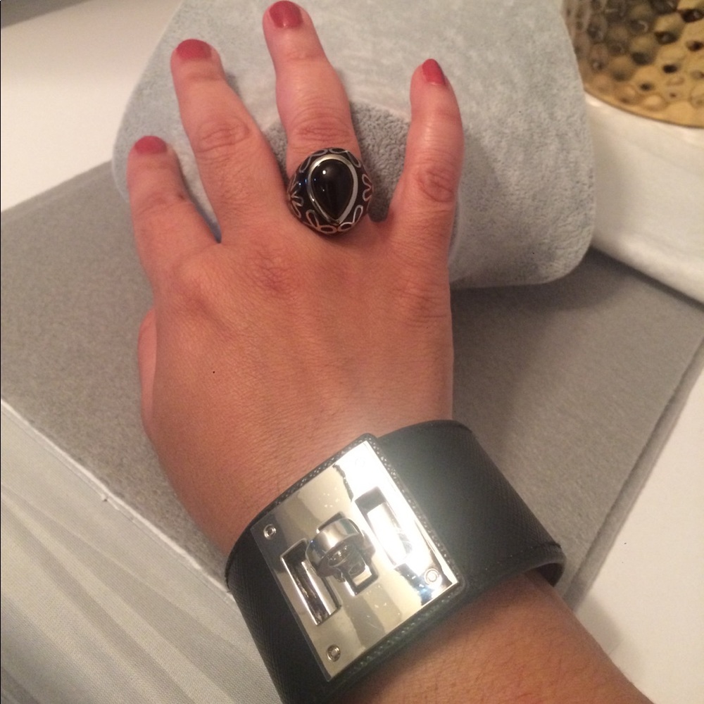 Trendy black ring in stainless steel